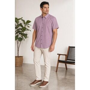 JB Holt Shirt‎ Men's XL Pink Geometric Short Sleeve Button Down Casual